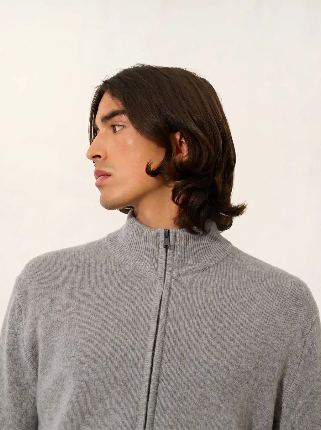 NAT Gilet Zippé Col Camionneur 4 Fils Nuage Chiné