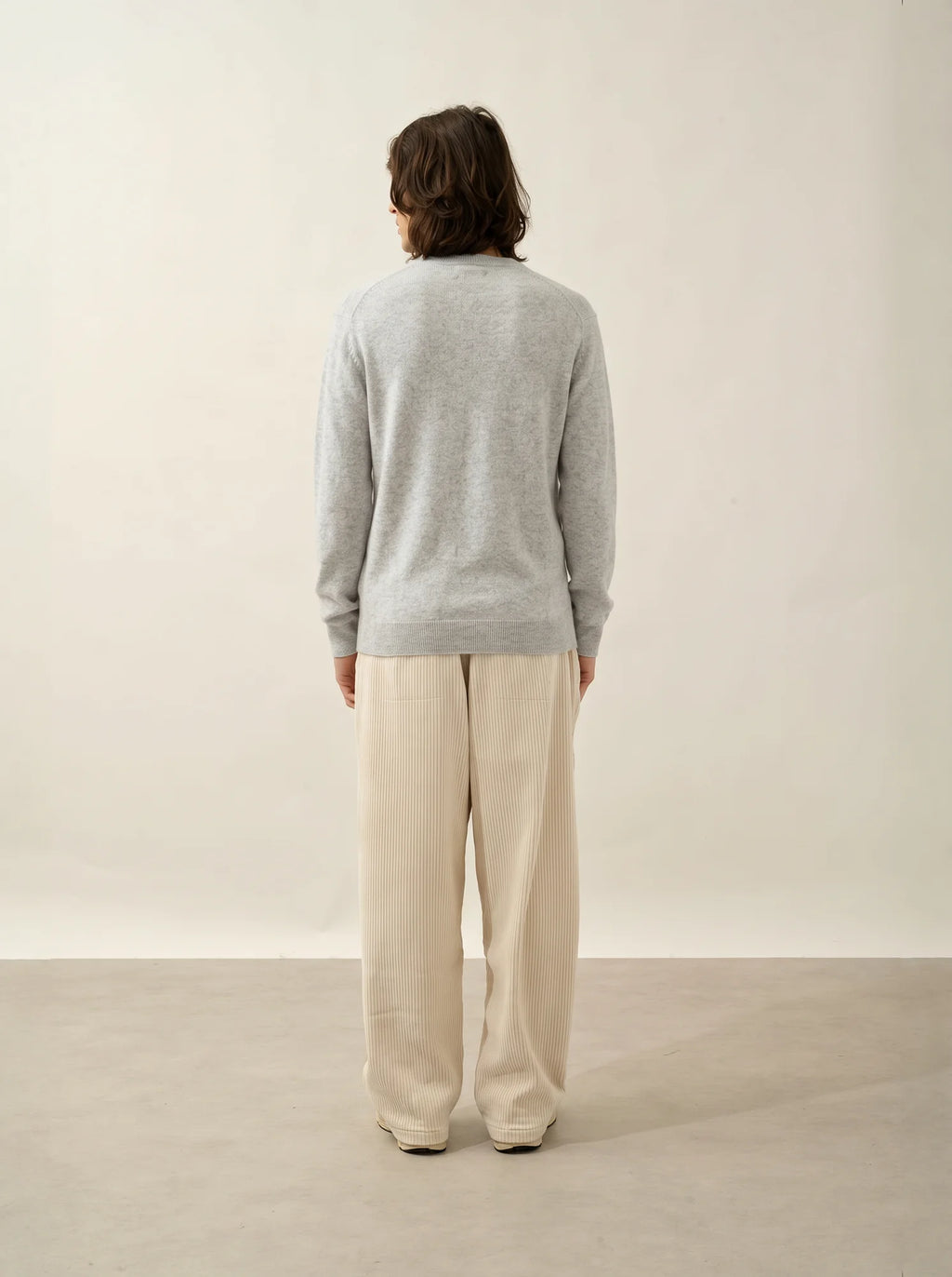 NOLAN Pull Col Rond Gris Perle Chiné