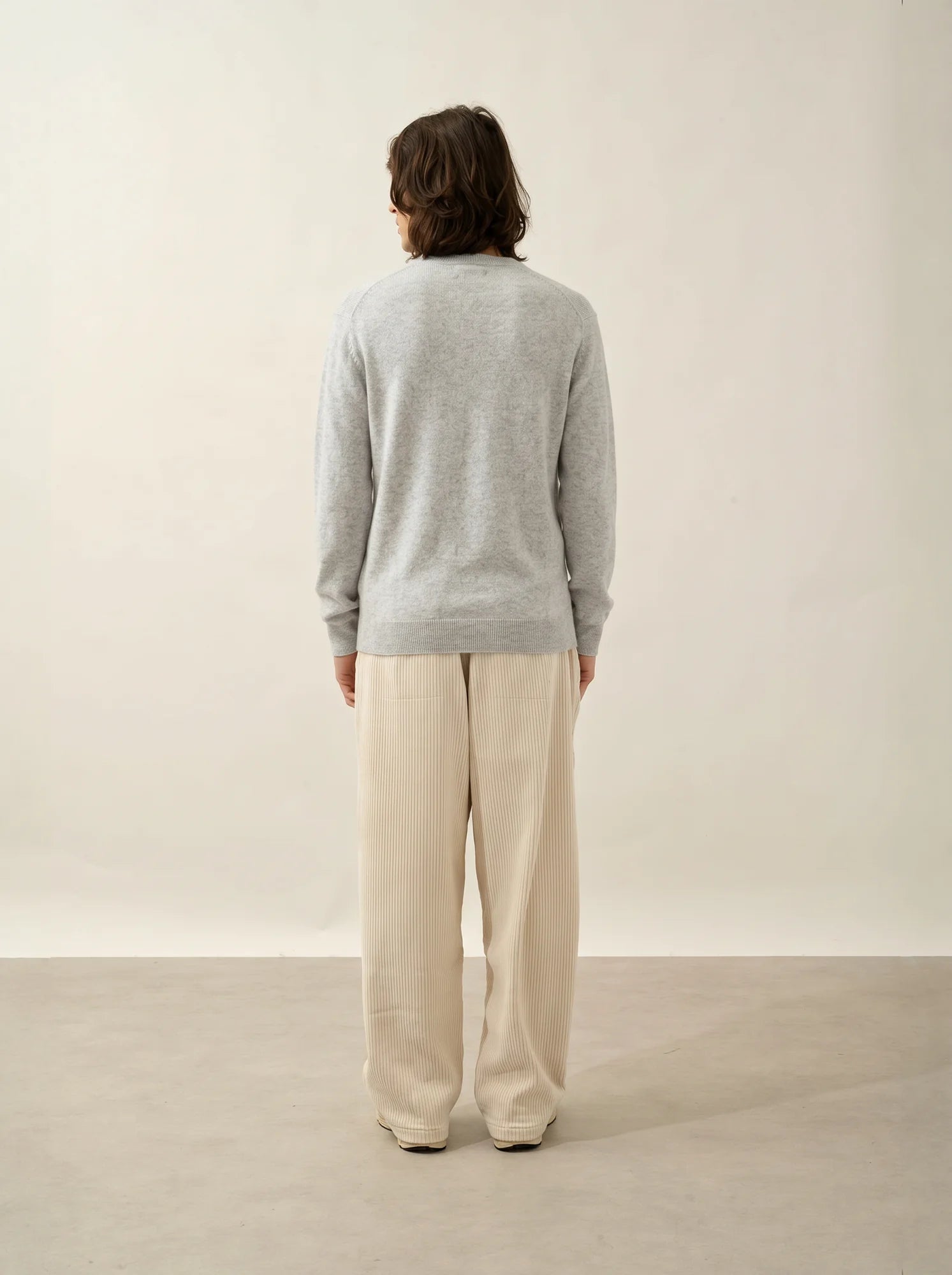 NOLAN Pull Col Rond Gris Perle Chiné