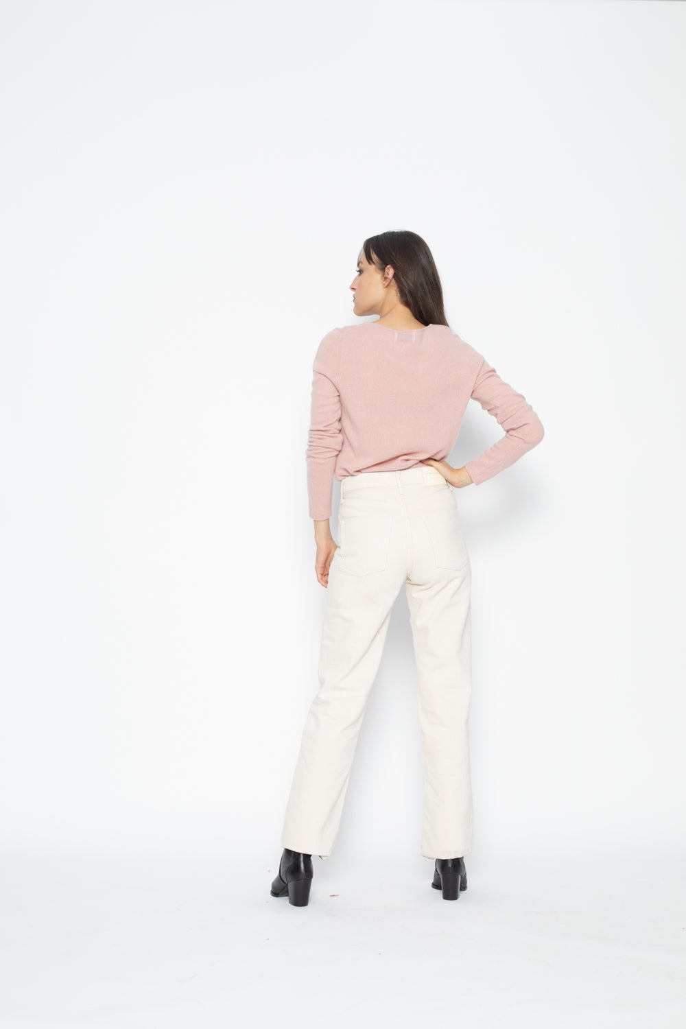 Pull Col Rond ECRIN Old Pink, en cachemire