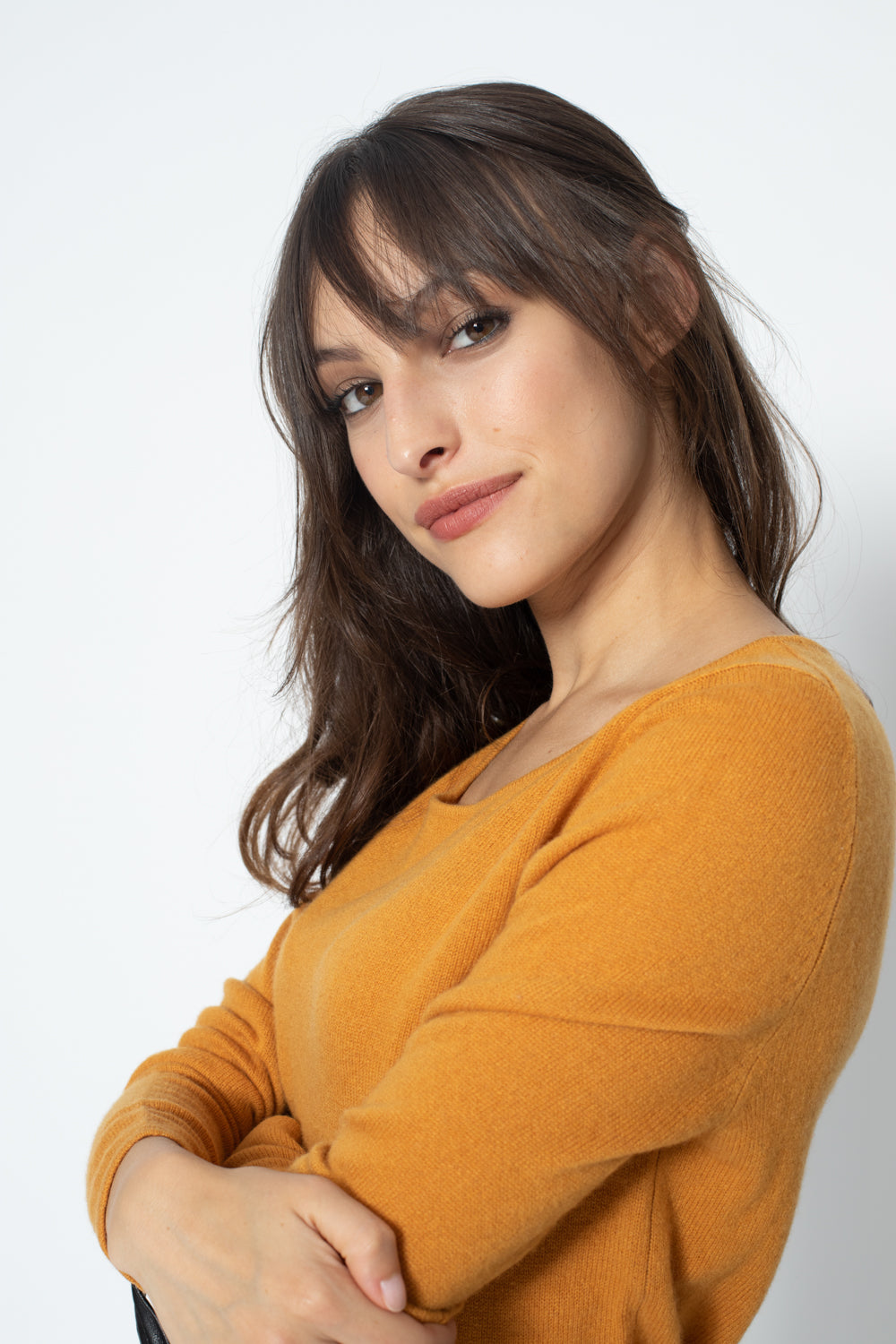 Pull Col Rond ECRIN Ocre, en cachemire