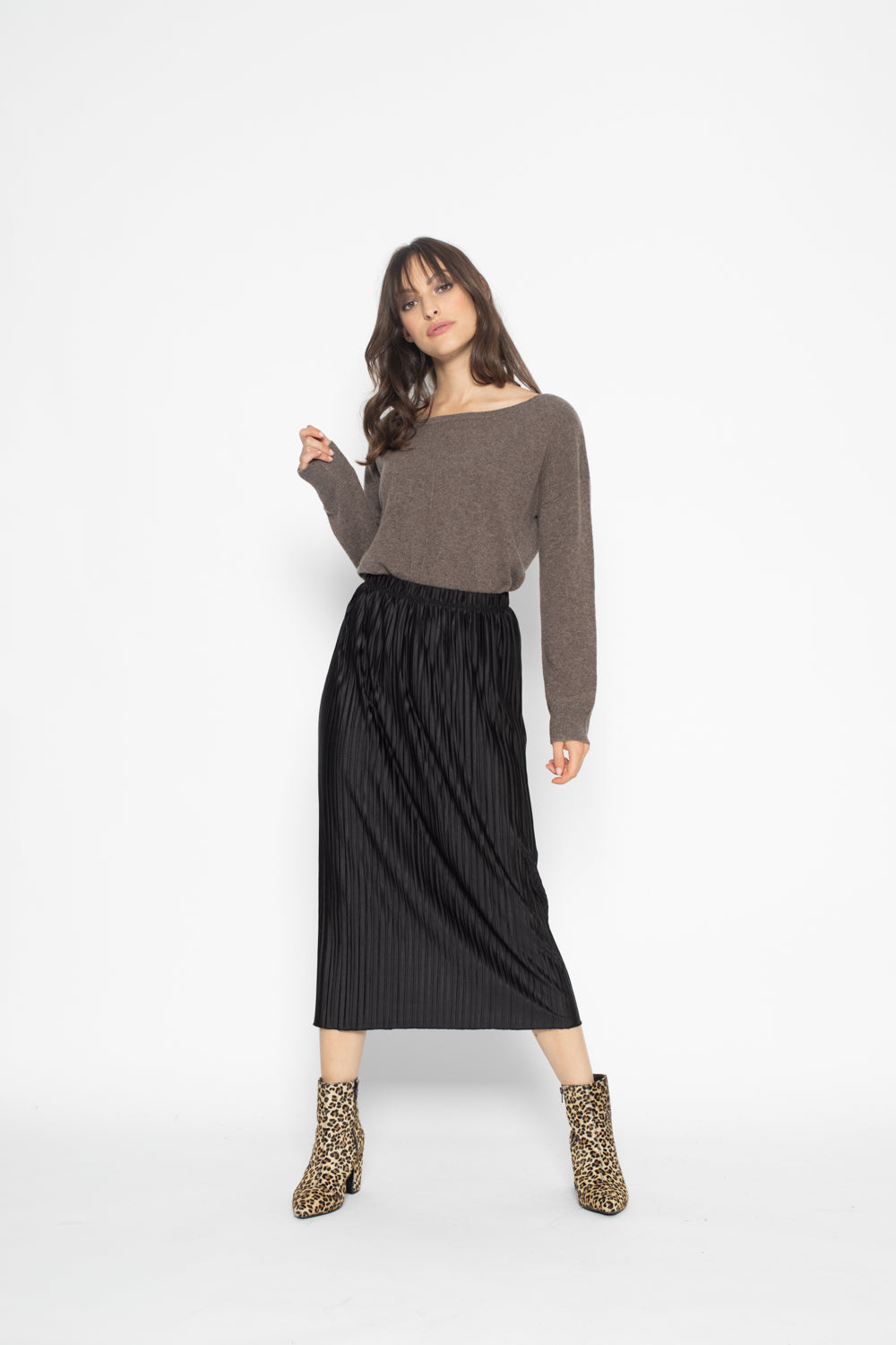 Pull Col Rond Oversize FARAUT Taupe, en cachemire