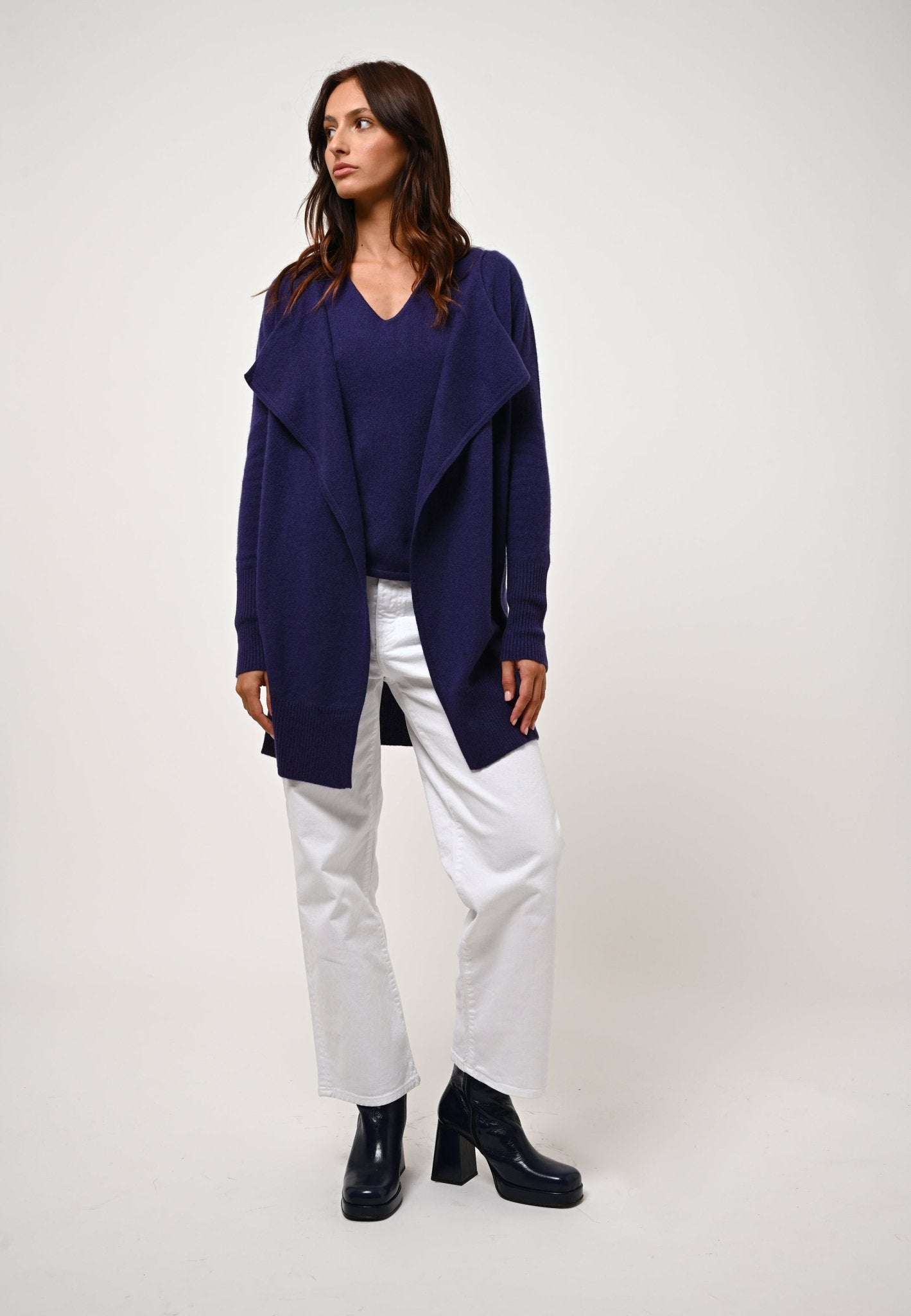 CHÉSERY veste longue purple 100% cachemire