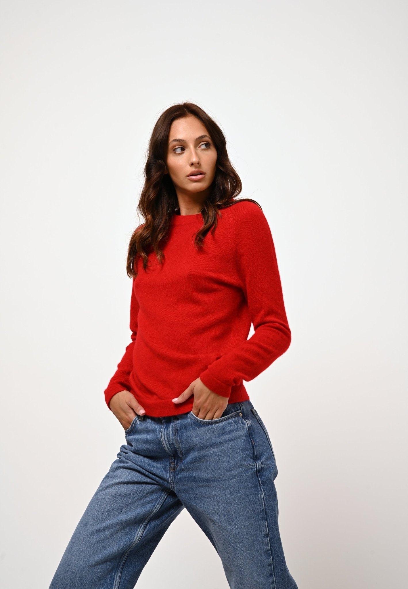 ECRIN pull col rond rouge 100% cachemire