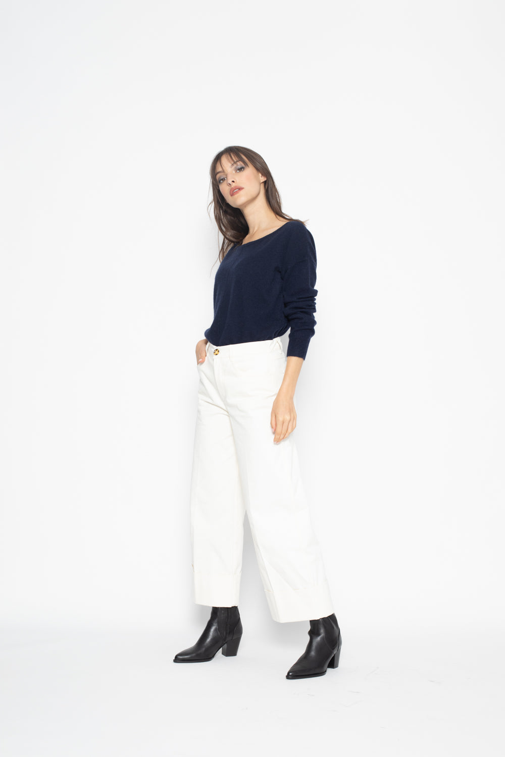 Pull Col Rond Oversize faraut Navy en cachemire