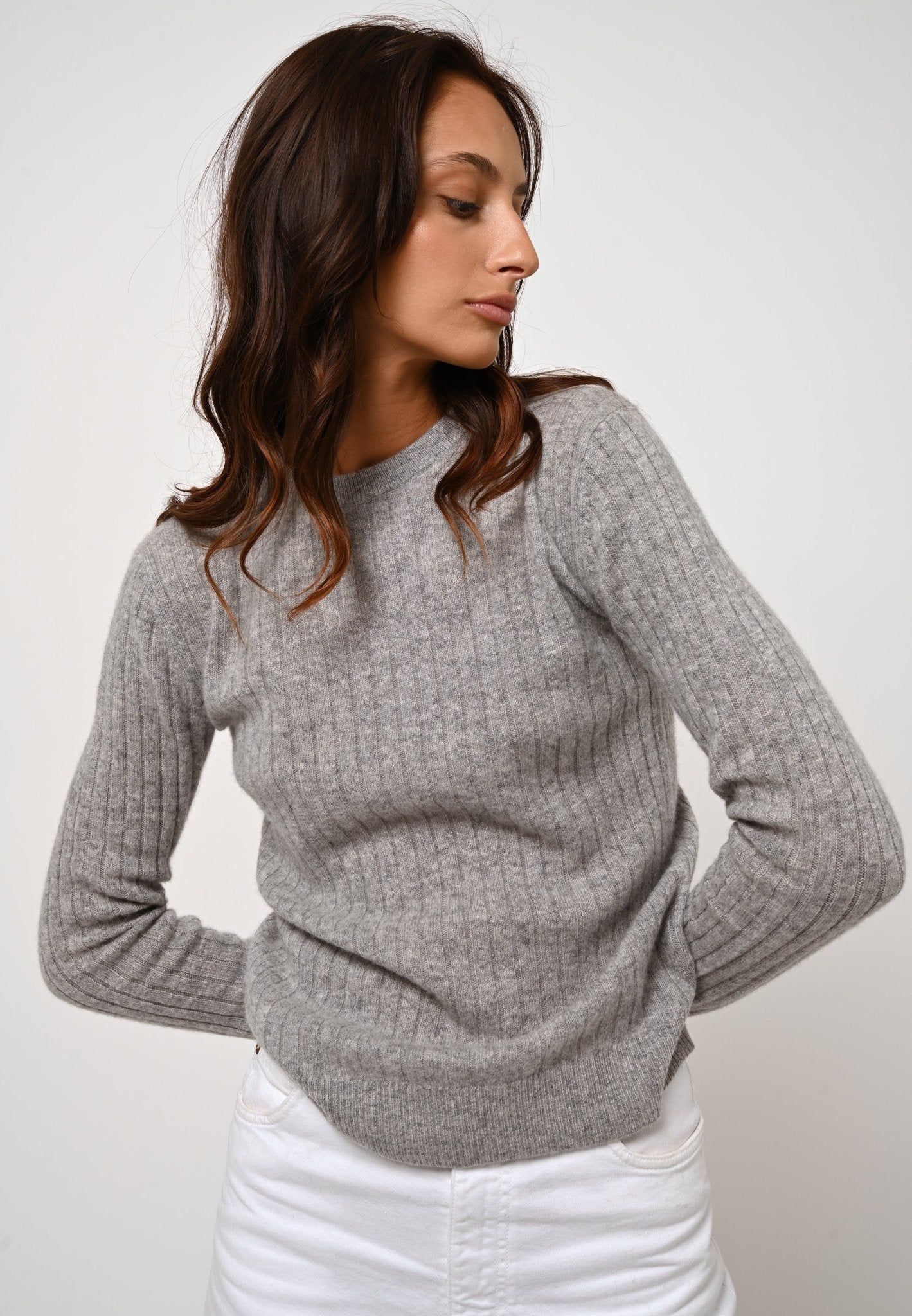 BELLA pull col rond nuage chiné 100% cachemire